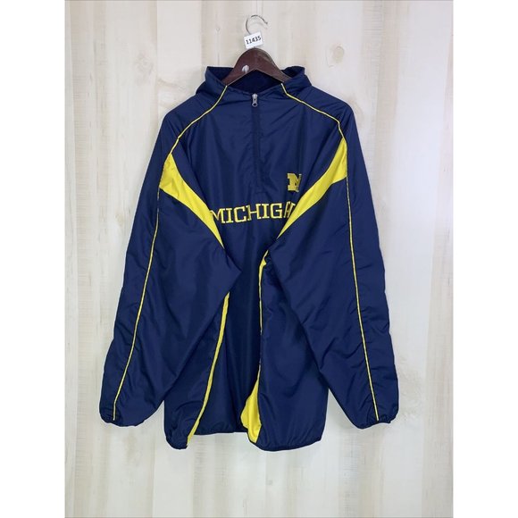 Vintage Y2K University Of Michigan Pro Edge Embriodered Windbreaker Jacket 2XL - Picture 6 of 14
